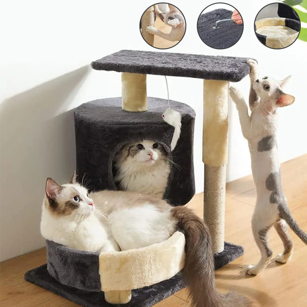 Drapak dla Kota 2/4 Poziomy - Wieża z Sizalowymi Słupkami i Platformami