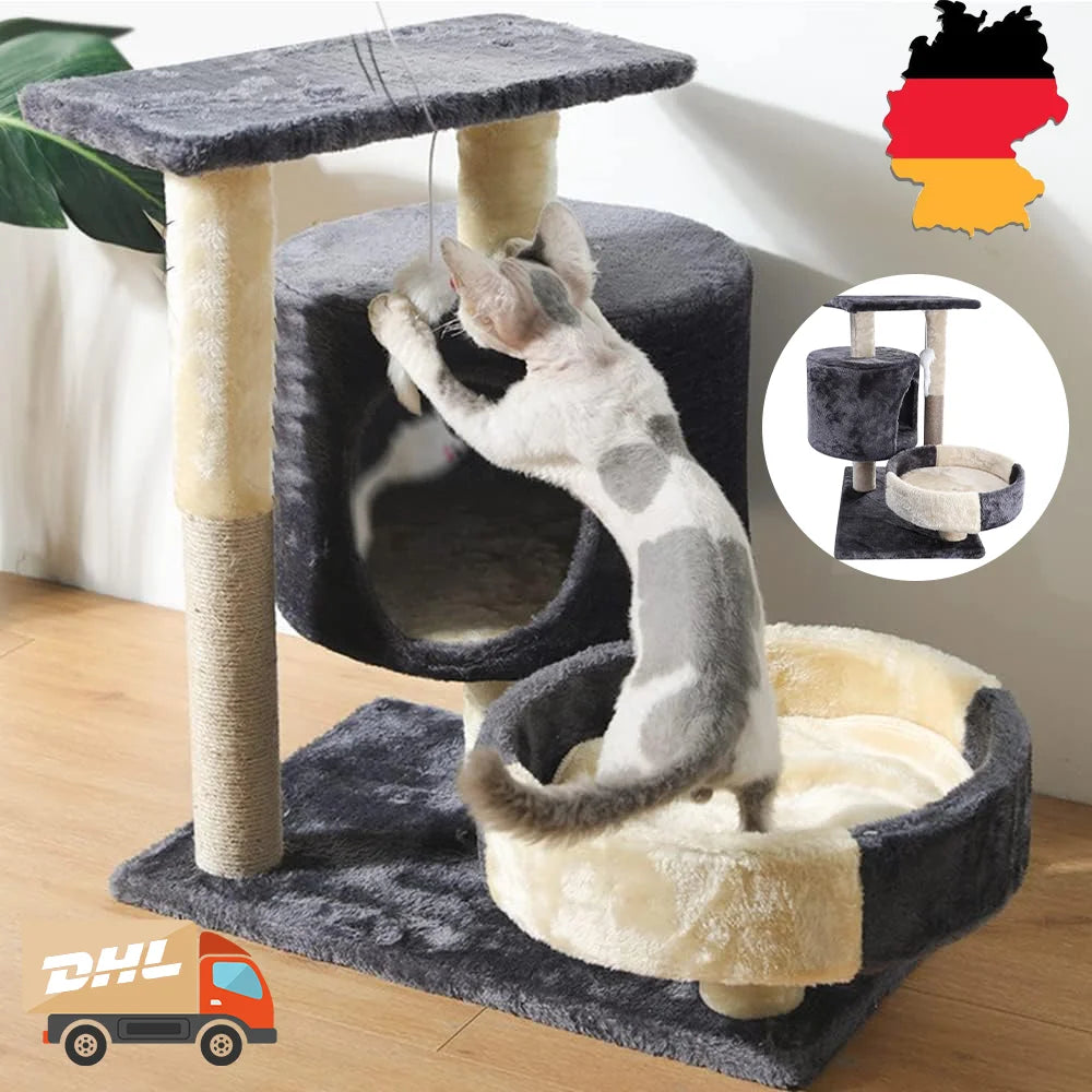 Drapak dla Kota 2/4 Poziomy - Wieża z Sizalowymi Słupkami i Platformami