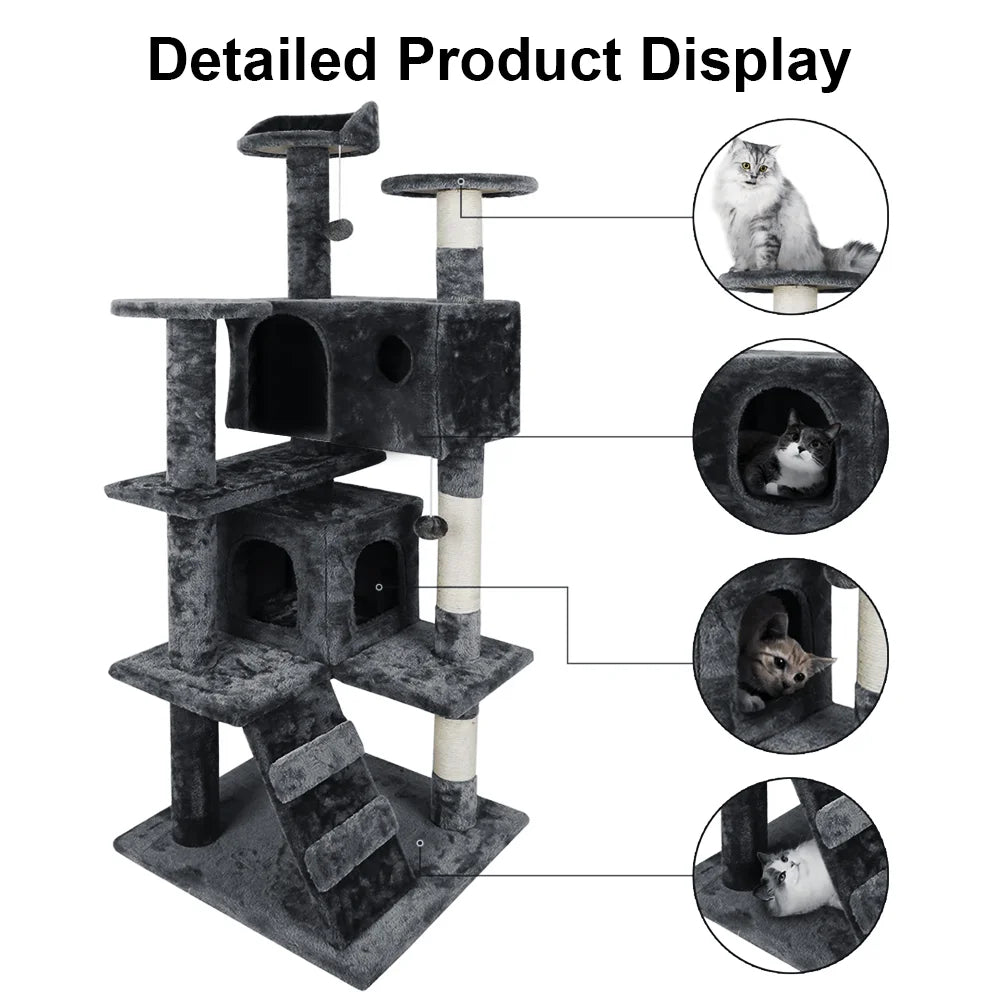 Drapak dla Kota 2/4 Poziomy - Wieża z Sizalowymi Słupkami i Platformami