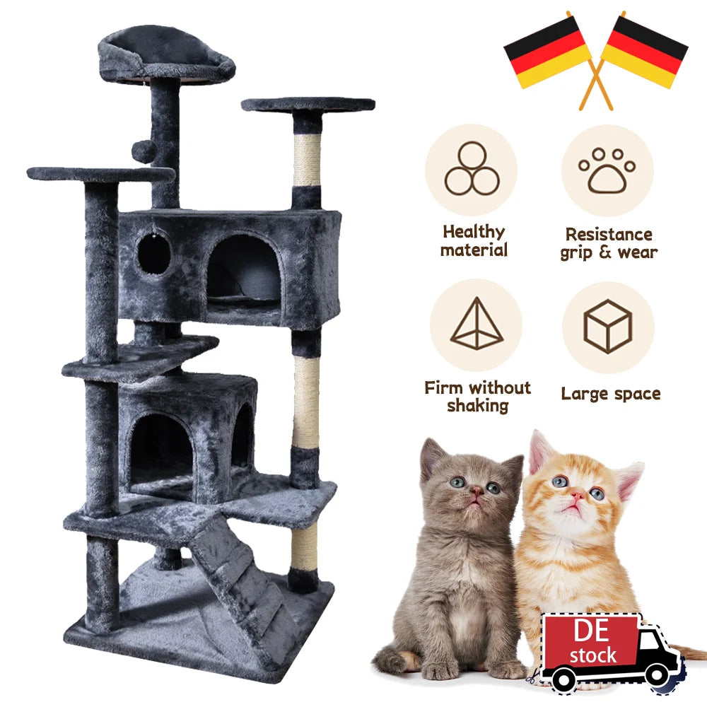 Drapak dla Kota 2/4 Poziomy - Wieża z Sizalowymi Słupkami i Platformami