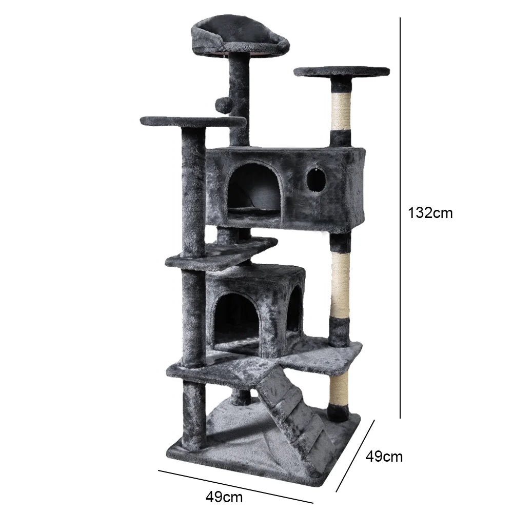 Drapak dla Kota 2/4 Poziomy - Wieża z Sizalowymi Słupkami i Platformami
