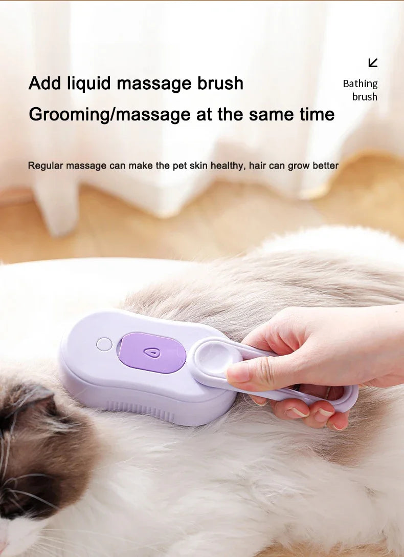 Elektryczna Szczotka Parowa 3w1 dla Psa i Kota - Spray, Masaż i Pielęgnacja