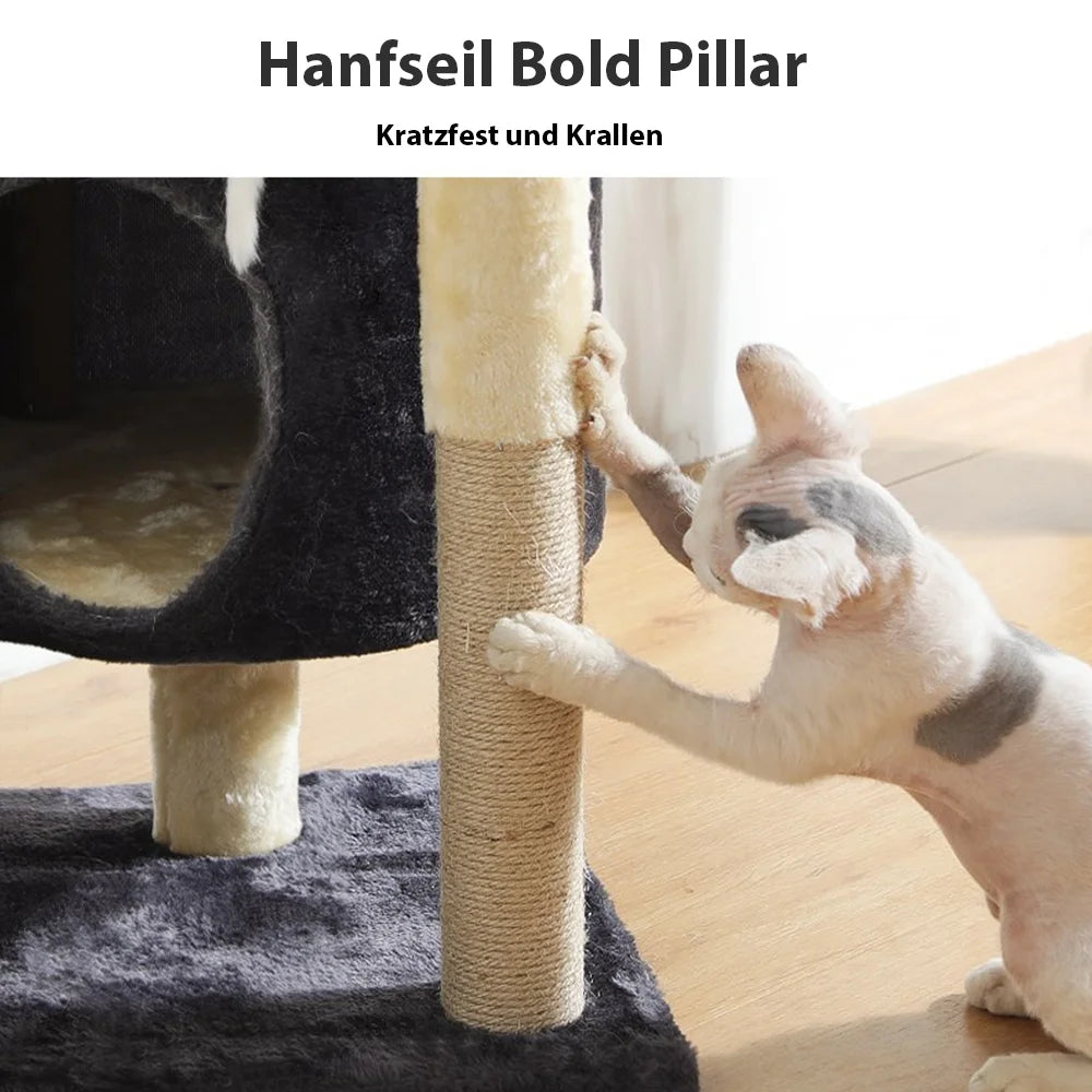 Drapak dla Kota 2/4 Poziomy - Wieża z Sizalowymi Słupkami i Platformami