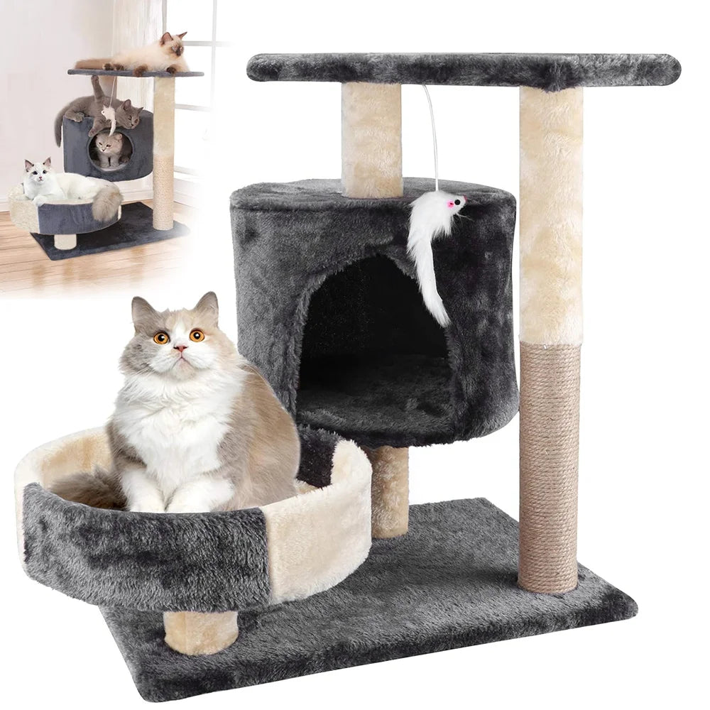 Drapak dla Kota 2/4 Poziomy - Wieża z Sizalowymi Słupkami i Platformami