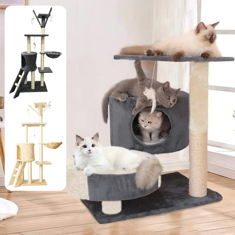 Drapak dla Kota 2/4 Poziomy - Wieża z Sizalowymi Słupkami i Platformami