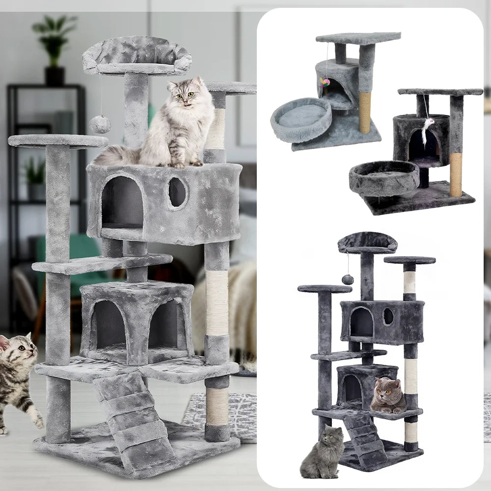 Drapak dla Kota 2/4 Poziomy - Wieża z Sizalowymi Słupkami i Platformami