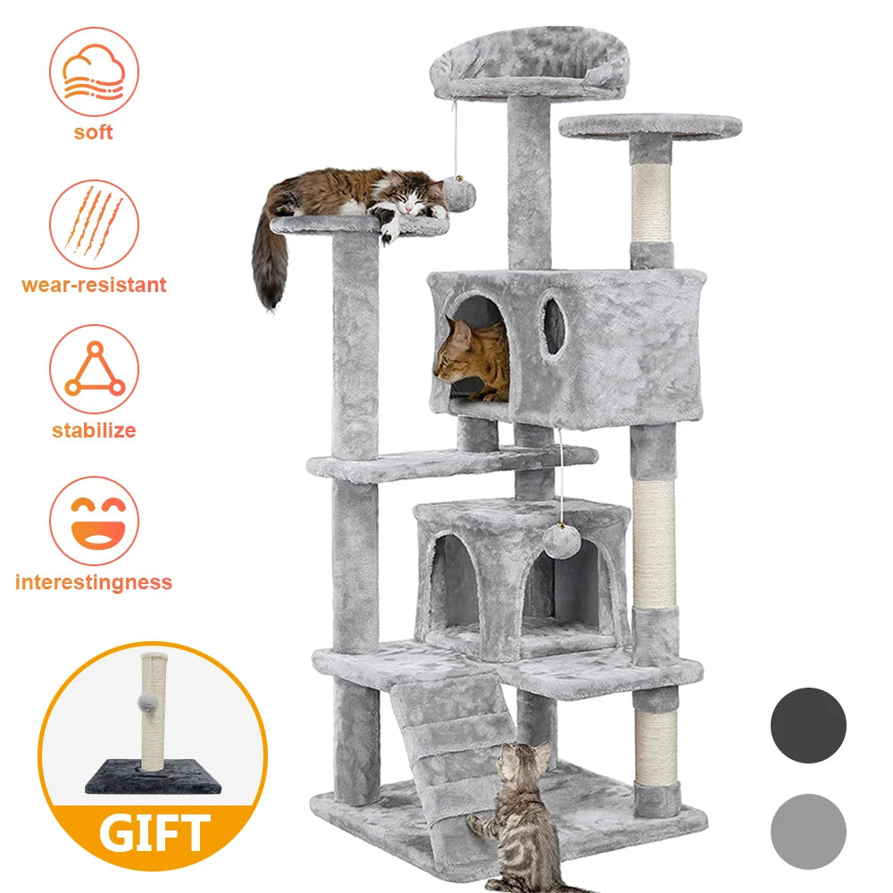 Drapak dla Kota 2/4 Poziomy - Wieża z Sizalowymi Słupkami i Platformami