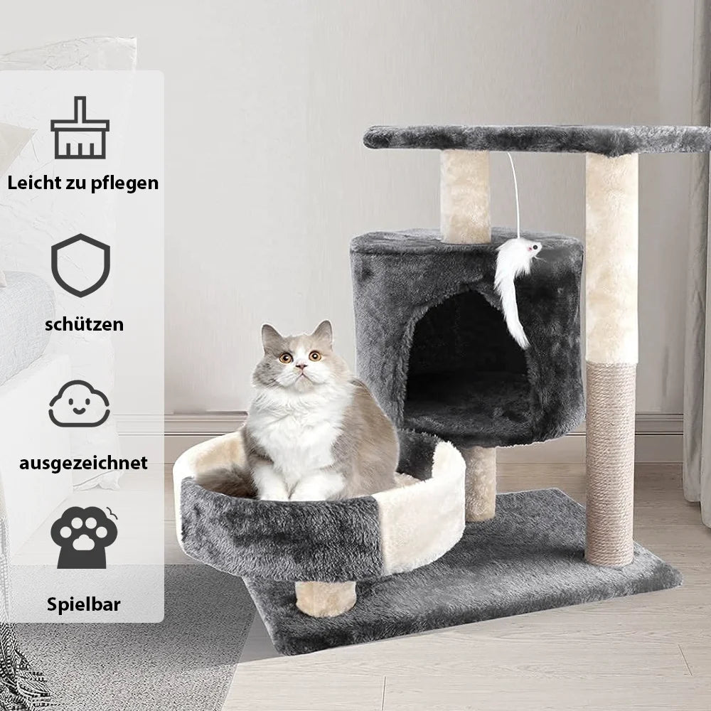 Drapak dla Kota 2/4 Poziomy - Wieża z Sizalowymi Słupkami i Platformami