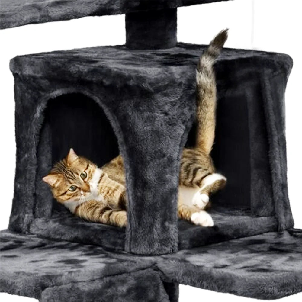 Drapak dla Kota 2/4 Poziomy - Wieża z Sizalowymi Słupkami i Platformami